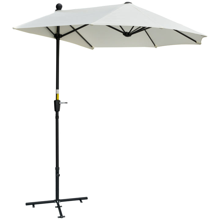 Halvrund parasol 1,9 x 2 m dobbelt parasol med håndsving, cremehvid