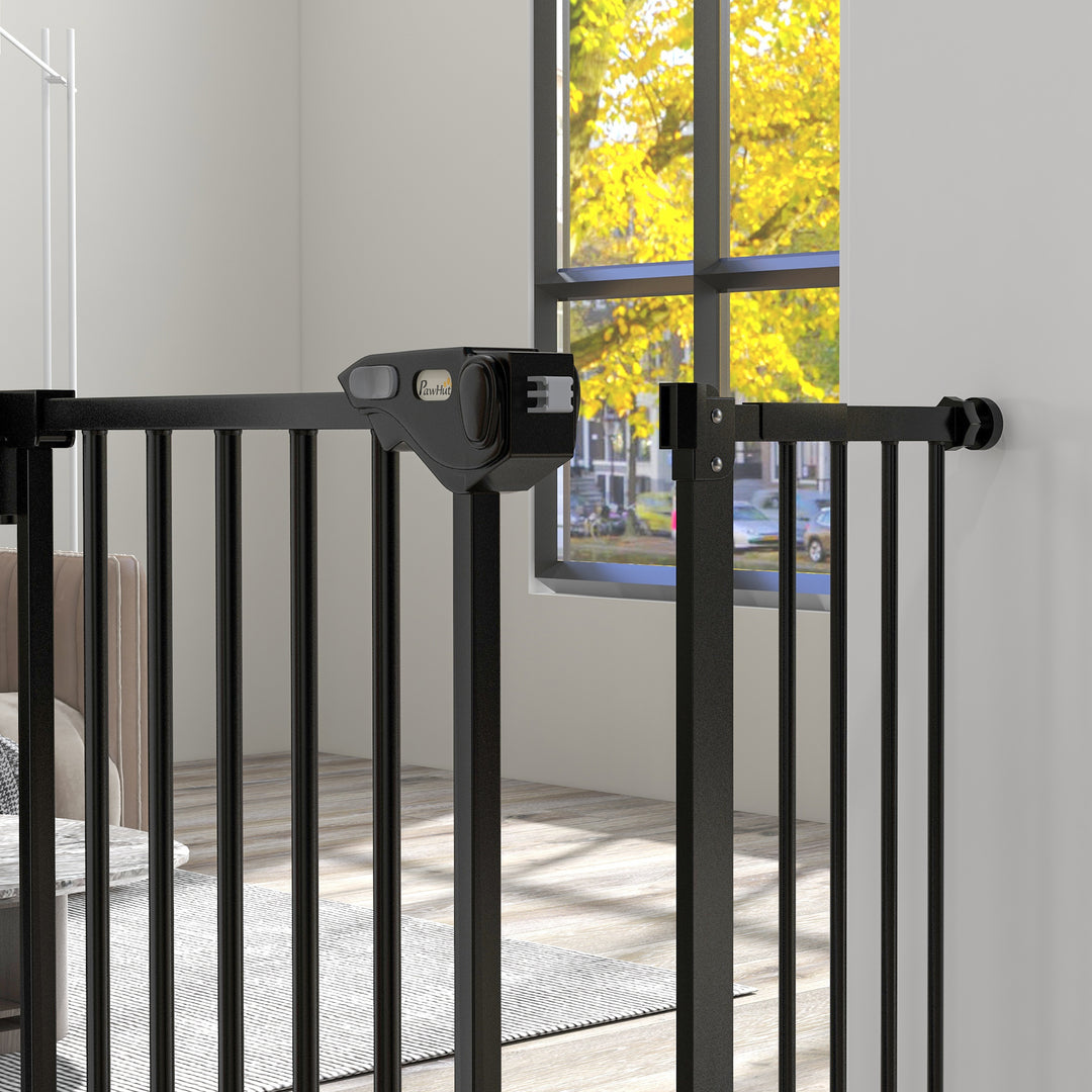 Hundegitter, kæledyrsgitter, metal, plast, 74-80/87-94 cm, sort