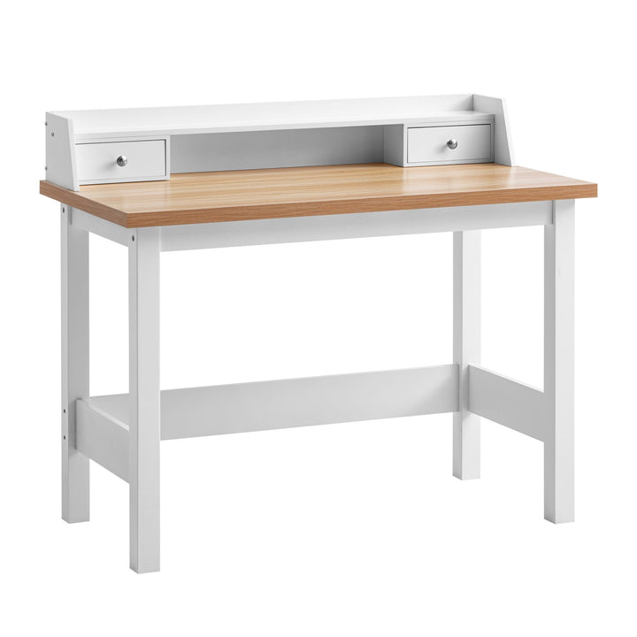 Skrivebord 106x53x90 cm Hvidt Kontorbord med skuffe, Computerbord til hjemmekontor Pladsbesparende med opbevaring, Laptopbord til kontoret Arbejdsværelse
