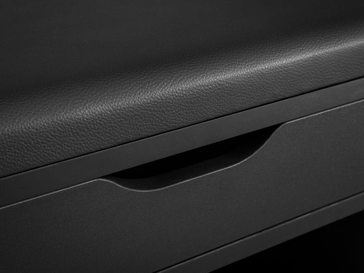 Skobænk med sæde, entrébænk 104x51x32 cm, sort kunstlæder, lille polstret træbænk, smal entrébænk med opbevaring, kommodebænk, skokommode, entrémøbler