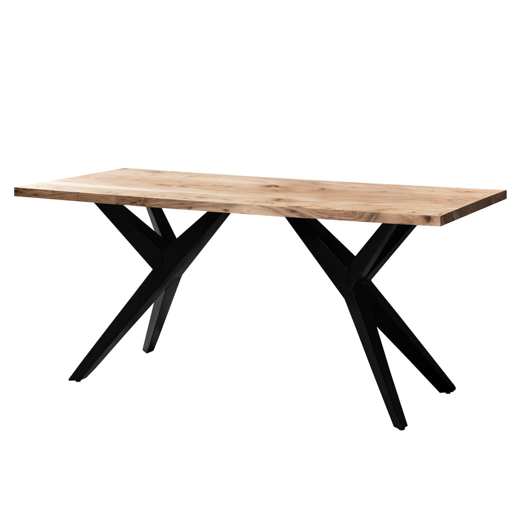 Spisebord 120x60 cm i Massivt Akacietræ – Rektangulært Designbord med Metalben