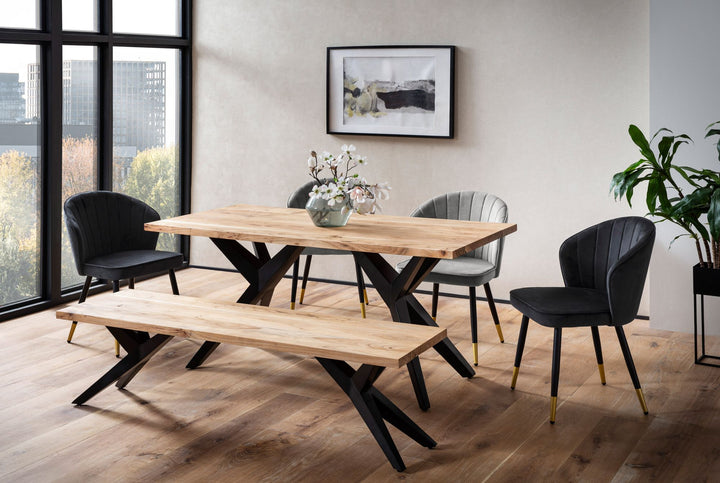 Spisebord 120x60 cm i Massivt Akacietræ – Rektangulært Designbord med Metalben