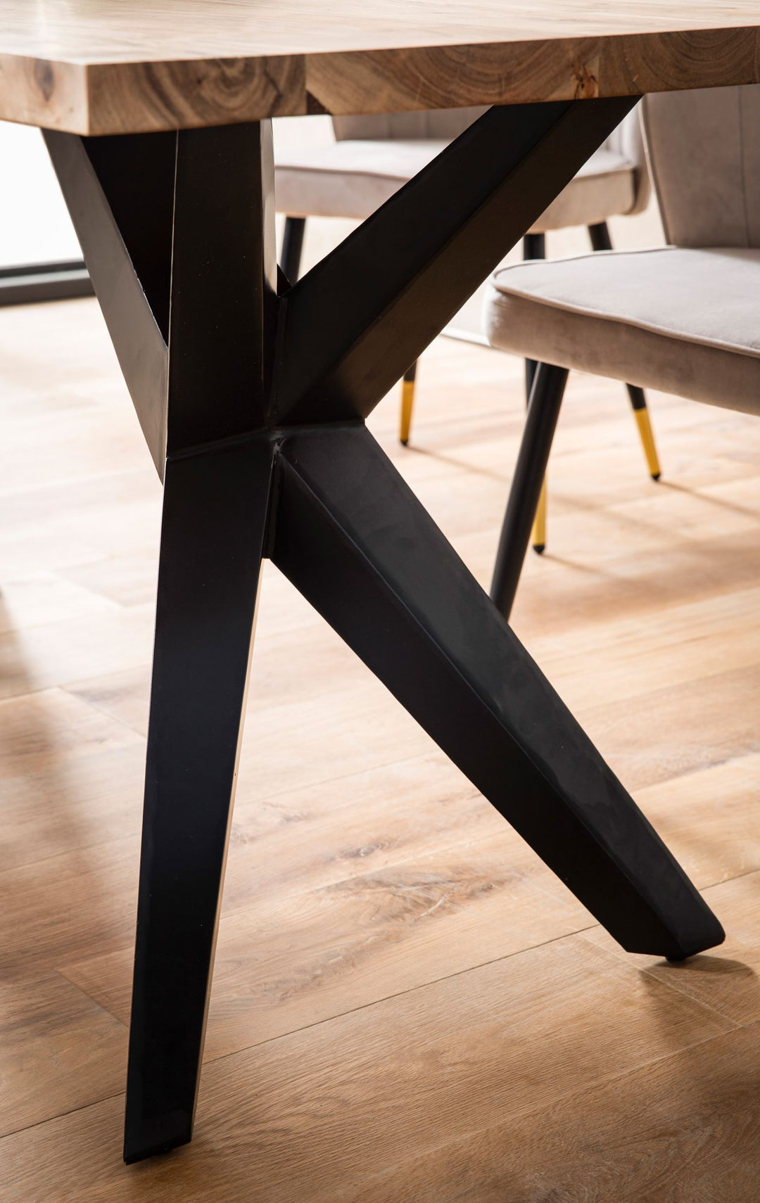 Spisebord 160x80x76 cm massivt akacietræ metal spisebord loft stil