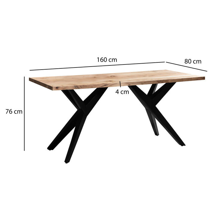 Skrivebord 160x80x76 cm computerbord i massivt akacietræ i loftstil
