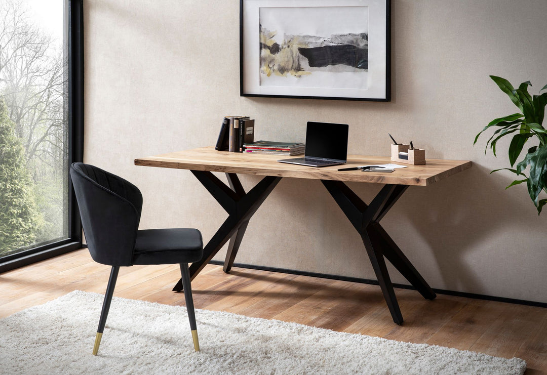 Skrivebord 160x80x76 cm computerbord i massivt akacietræ i loftstil