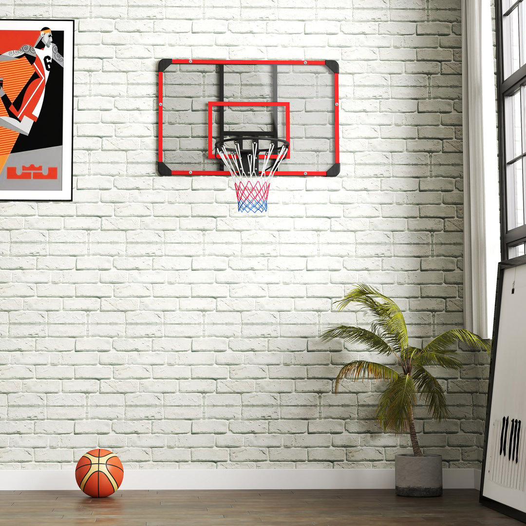 Vægmonteret basketballkurv, indendørs/udendørs, robust pc-bagplade, nylonnet, stålring, 113 x 61 x 73 cm