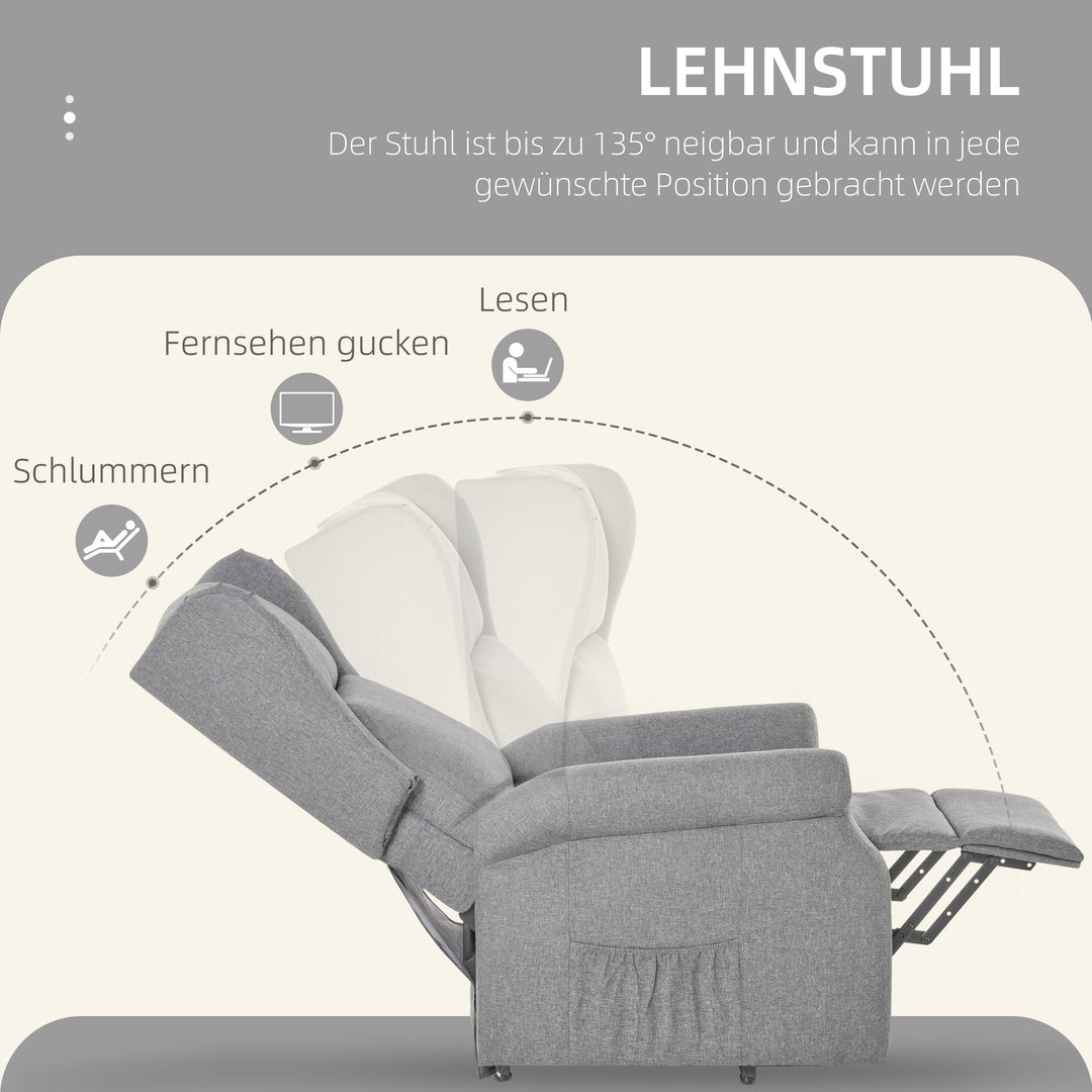 Lænestol med justerbar lænefunktion, løftehjælp, lænefunktion, op til 200 kg, 72,5x94x109 cm, grå
