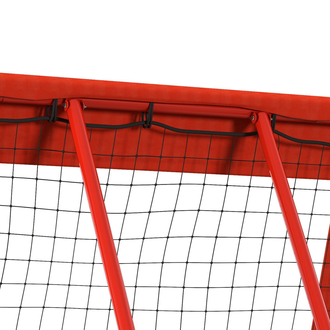 Fodbold rebound net, justerbart, foldbart, metalramme, all-weather pe net, inkluderer pløkker, rød
