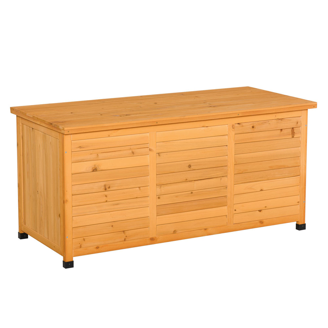 Havekasse, hyndekasse, opbevaringskasse, havekasse, vejrbestandig, massivt træ, 127 x 56 x 60 cm gul