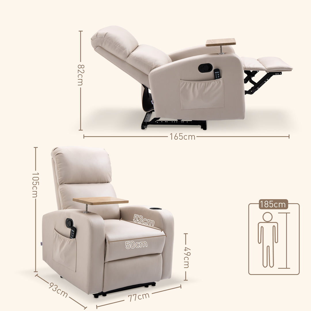 Massagestol med lænestol og klapbord, 77 cm x 93 cm x 105 cm, beige