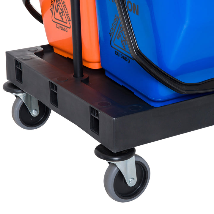 Rengøringsvogn moppevognssystemvogn med 4 letløbende hjul sort+blå+orange 111 × 63,3 × 103 cm