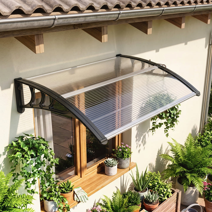 Markise til fordør 100 x 75 cm, hængende markise, transparent polycarbonat