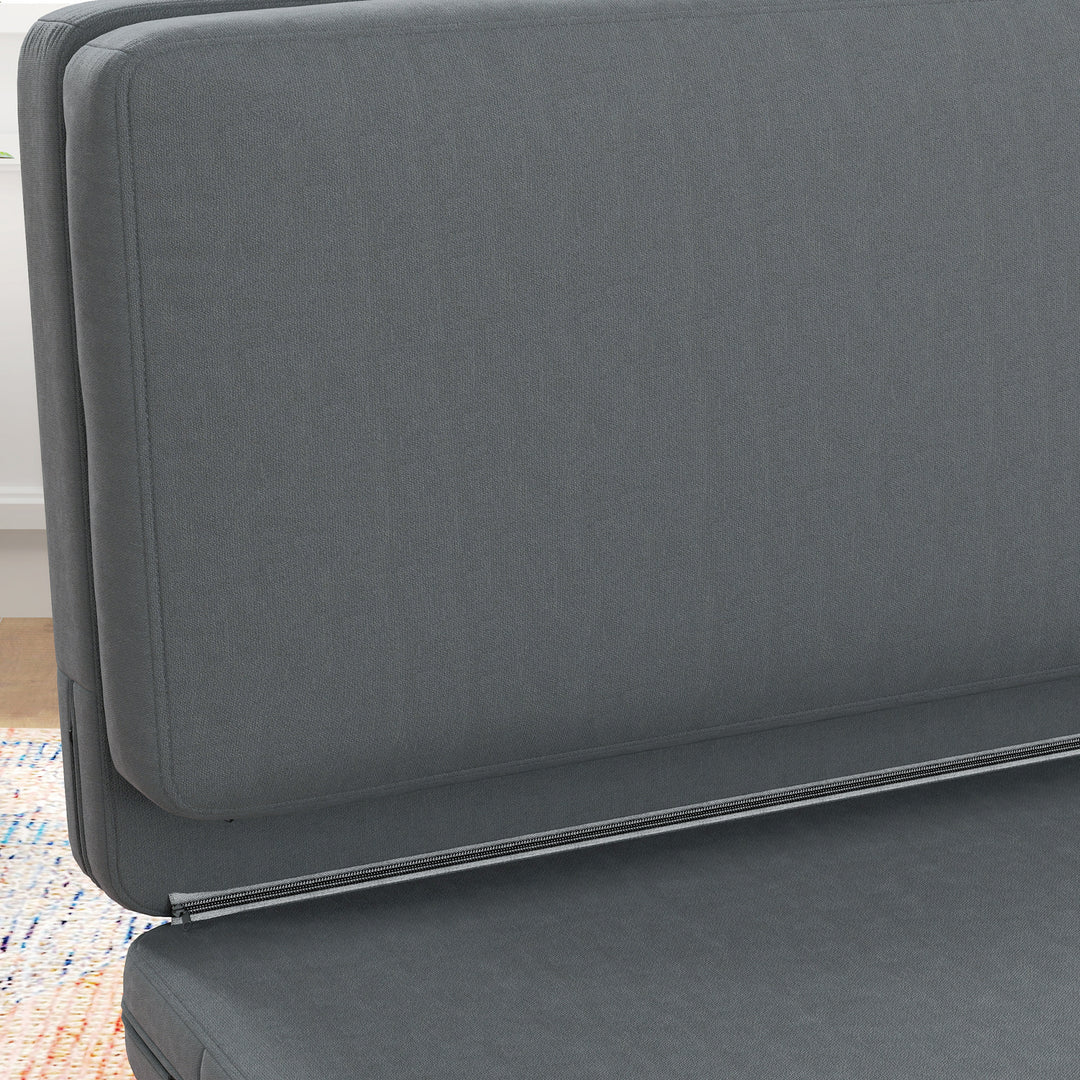 3-I-1 foldbar lænestol med gæstemadras, delbar, 138 cm bred, mørkegrå