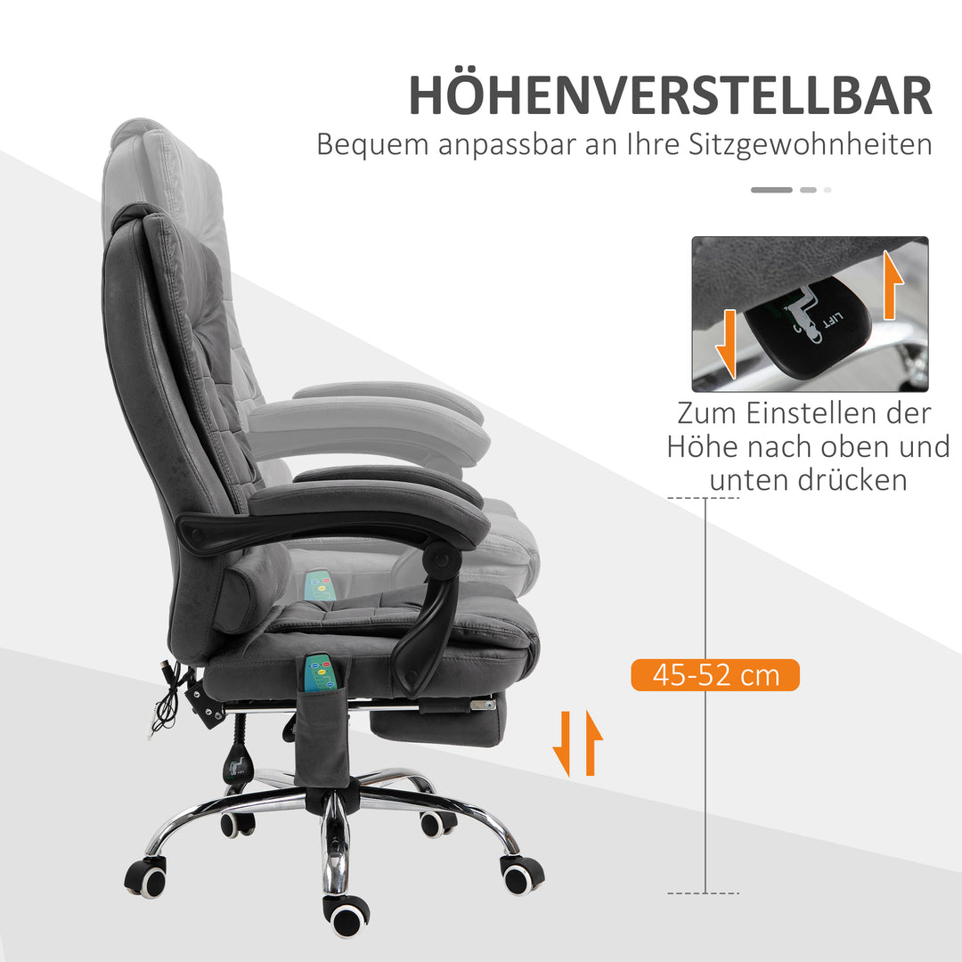 Kontorstol med massagefunktion, ergonomisk, 65x160x104cm, grå