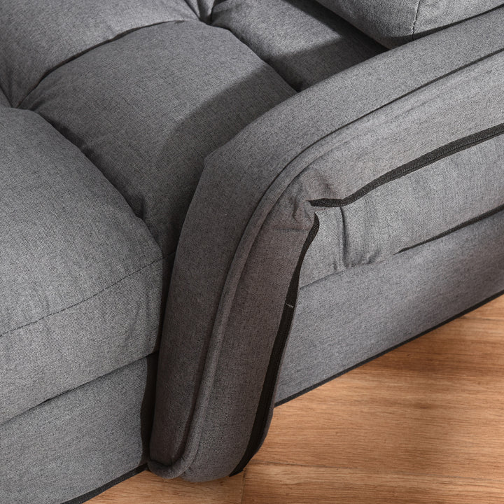 Lænestol, polstret lænestol med sengefunktion, 5-vejs justerbar, mørkegrå