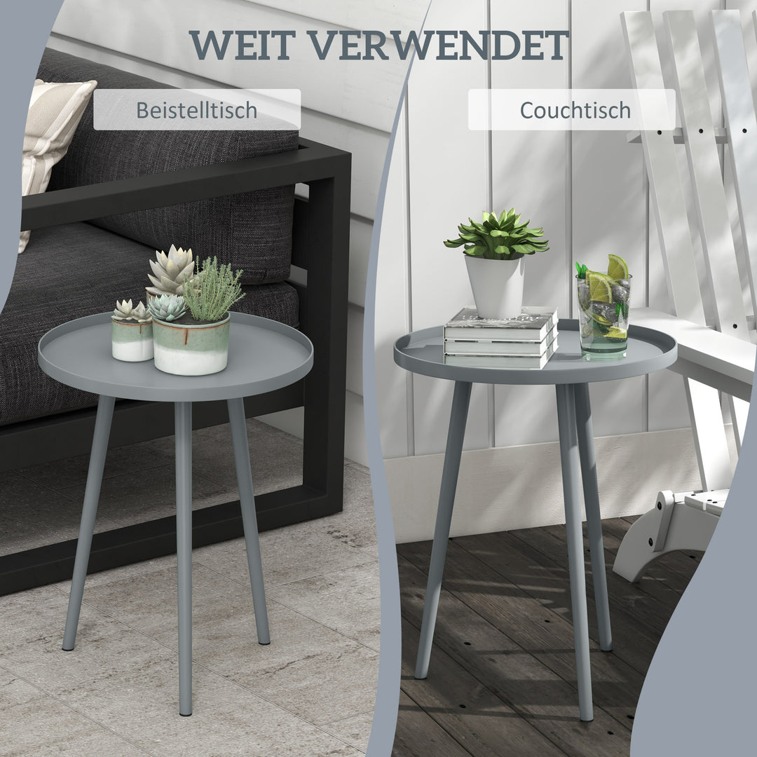 Sidebord, sofabord, havebord, terrassebord til haven, altan, stål, 40 x 40 x 50 cm, grå