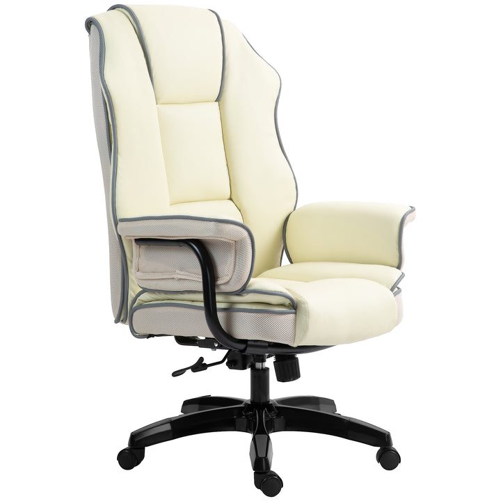 Ergonomisk kontorstol, ekstra polstret, lænefunktion, kunstlæder, 76x80x118-124 cm, creme