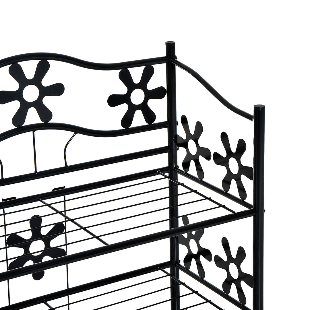 Lille skohylde, pladsbesparende blomsterhylde, plantestativ, fritstående hylde, 4 etager, metal, sort, 59,5 x 30 x 92 cm