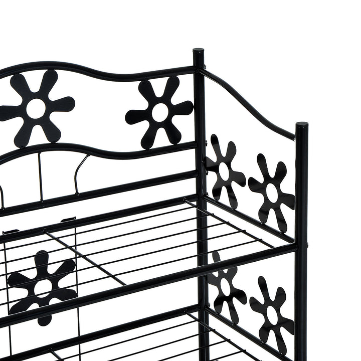 Lille skohylde, pladsbesparende blomsterhylde, plantestativ, fritstående hylde, 4 etager, metal, sort, 59,5 x 30 x 92 cm