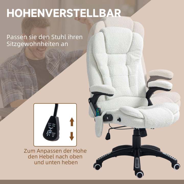 Kontorstol massagefunktion massage kontorstol, massagefunktion, højdejusterbar, 67 x 74 x 107-116 cm, hvid