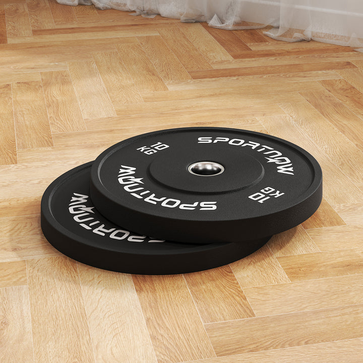 Vægtskiver, 2 x 10 kg, olympisk standard, gummi, lav støj, sort