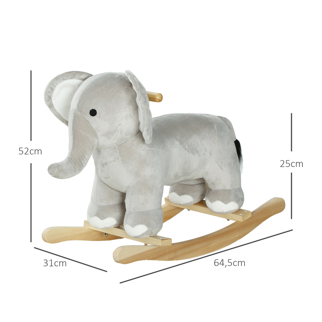 Gyngehest, elefant, lydeffekter, sikker base, til 2-4 år, 64,5 x 31 x 52 cm, grå