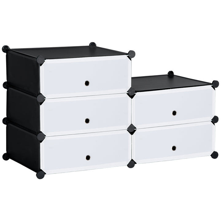 modulært reolsystem til 6 par sko, 49 cm x 36,5 cm x 108 cm, sort