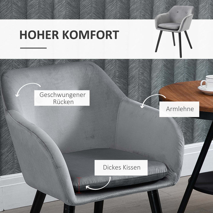 Spisebordsstole i attraktivt design, metalstruktur, træben, grå, 120 kg lasteevne