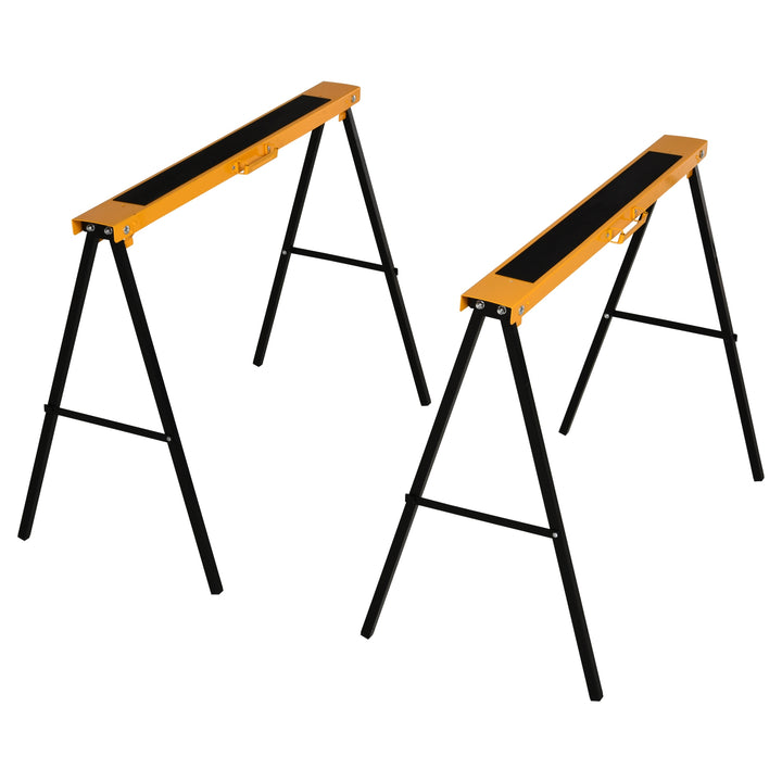 Arbejdsbænk, savbukke, donkraft, sammenklappelig, skridsikker, stål, orange, sort, 99,5 x 50 x 78 cm, belastningsevne 125 kg