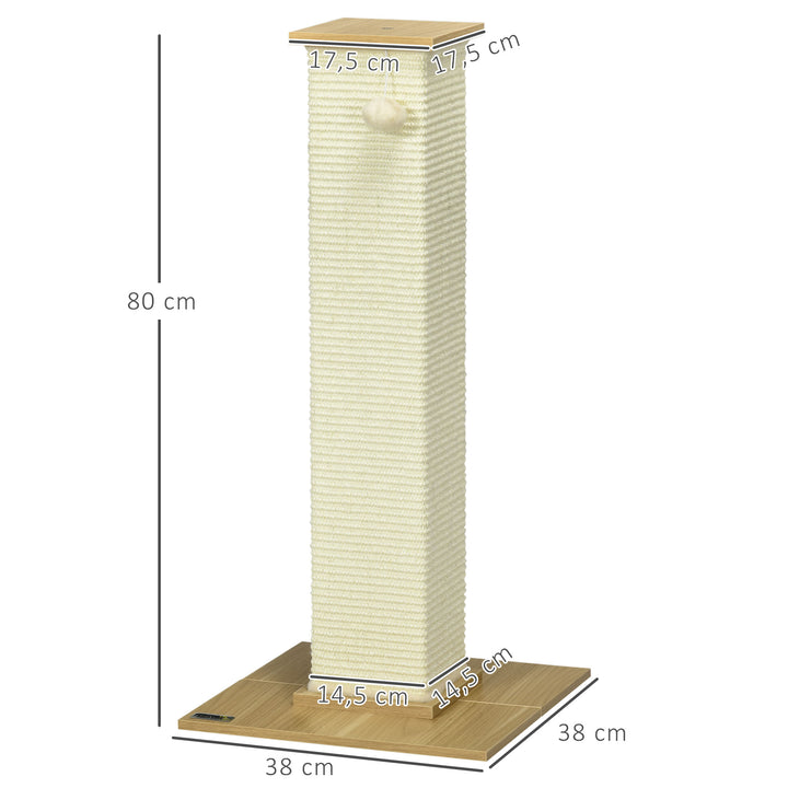 Kradsetræ med legetøj, 38 cm x 38 cm x 80 cm, beige + natur