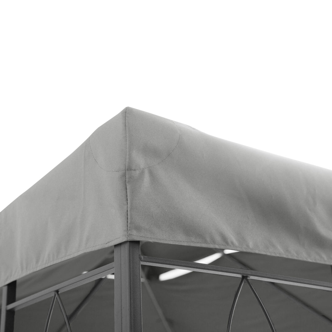 Reservetag til metalpavillon 3x4m vandafvisende pavillontag med dobbelttag, reserveovertræk til havepavillon festtelt havetelt polyester lysegrå