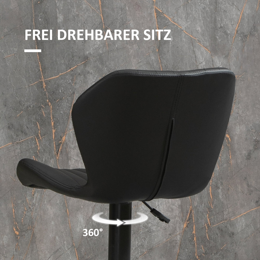 Barstole sæt med 2 højdejusterbar 48,5 x 55,5 x 90-110 cm kunstlæder + stål sort