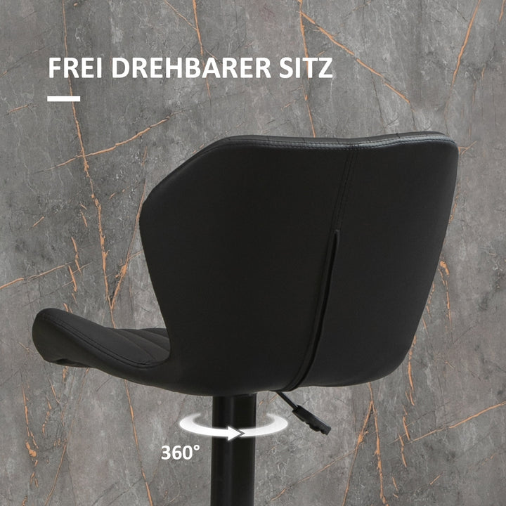 Barstole sæt med 2 højdejusterbar 48,5 x 55,5 x 90-110 cm kunstlæder + stål sort