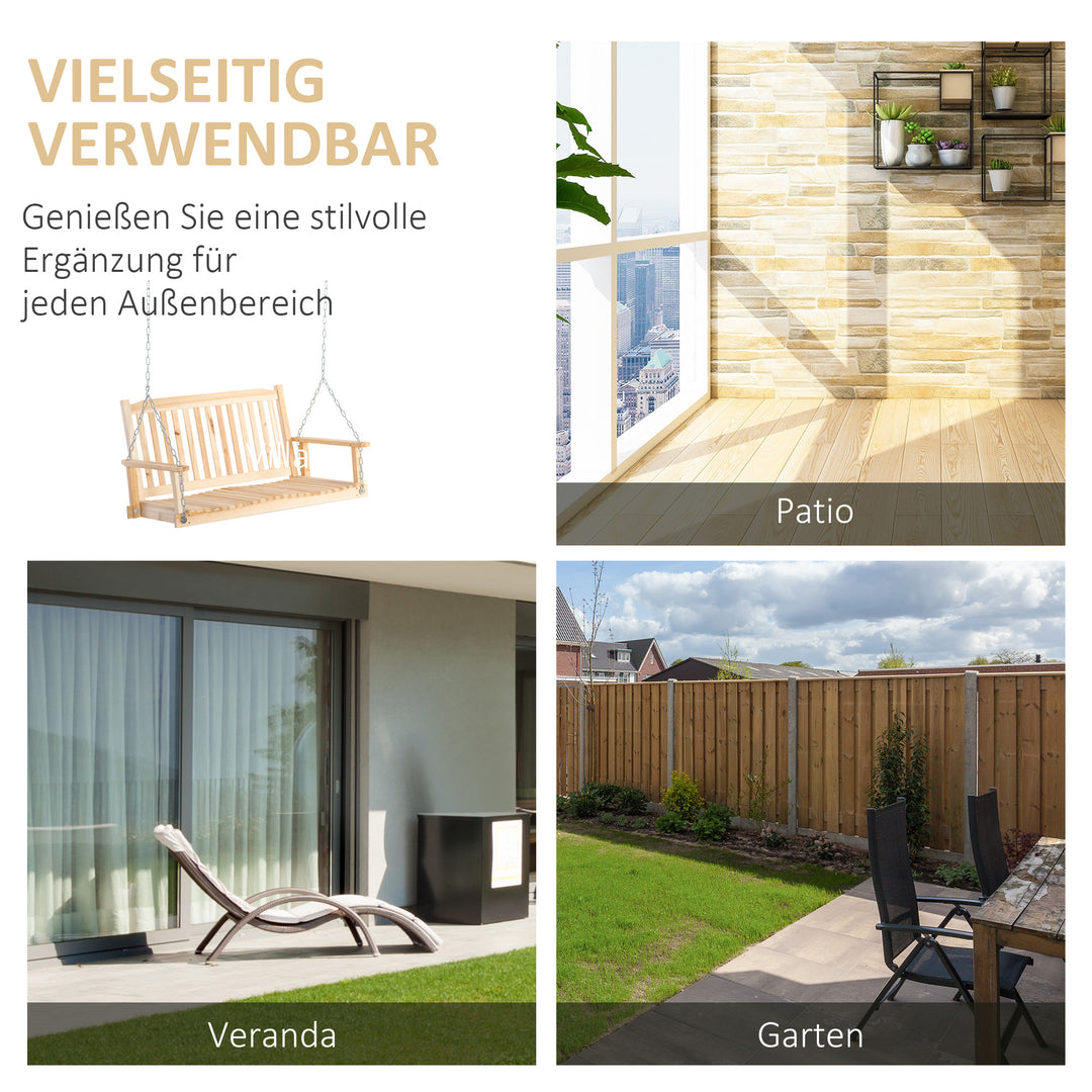 Havegynge til 2 personer, gyngebænk, hængebænk, massivt træ, terrasse, baghave, naturlig, 117 x 69 x 60 cm