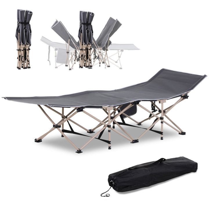 Feltseng, campingseng, foldbar, vejrbestandig, inklusive bæretaske, 190 x 68 x 52 cm, grå