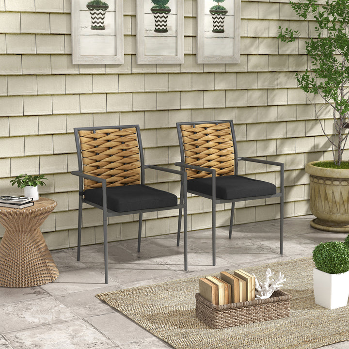 Havestole udendørsstole terrassestole, vejrbestandige, moderne design, 57 x 58 x 87 cm, brun+sort+grå