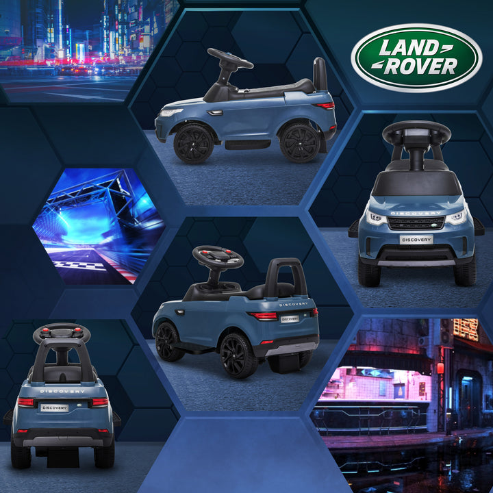 Elektrisk børnebil 6v, land rover, køre-/skubbetilstand, forlygter, musik, lyseblå