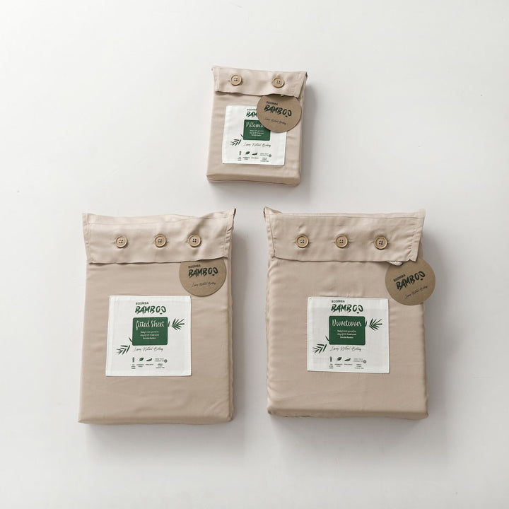 Beige bambus Fitted Sheet Premium - op til 30 cm - 400TC Tanboocel - Blød Taupe