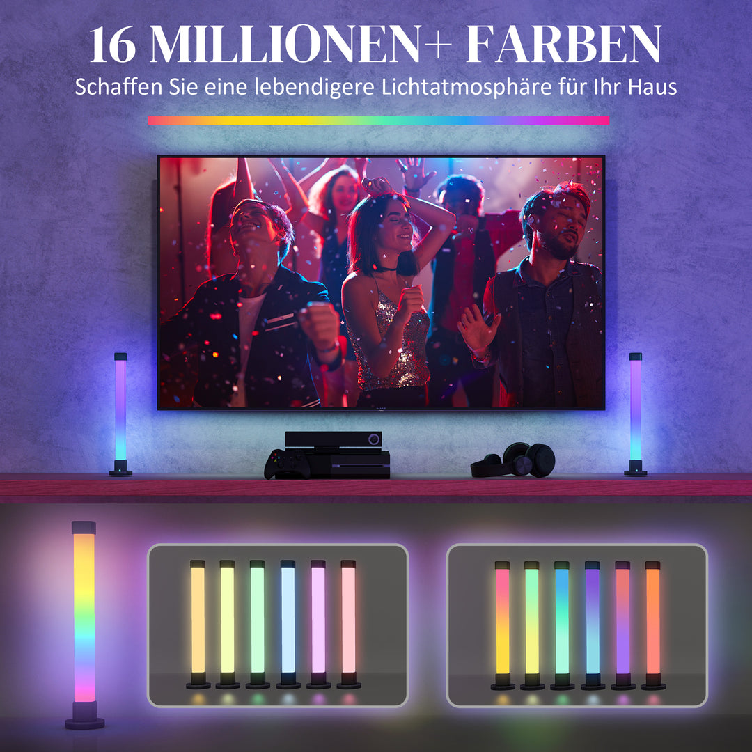 Sæt med 2 led-lamper, bordlampe med app og fjernbetjening, musiksynkronisering, farvetilstande, timer, hvid