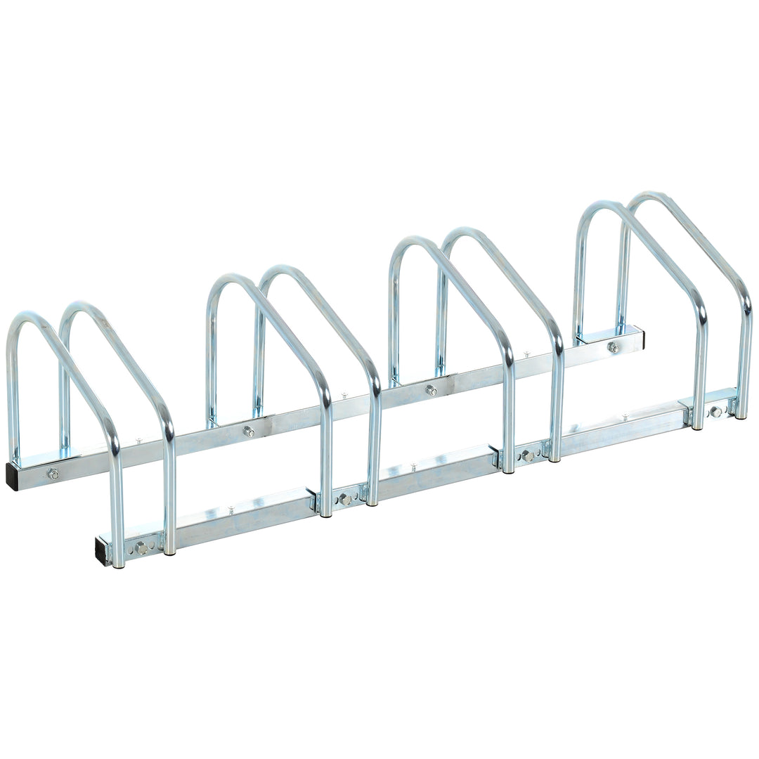 Cykelstativ til 4 cykler, gulv- og vægmonteret, 110x33x27cm, sølv