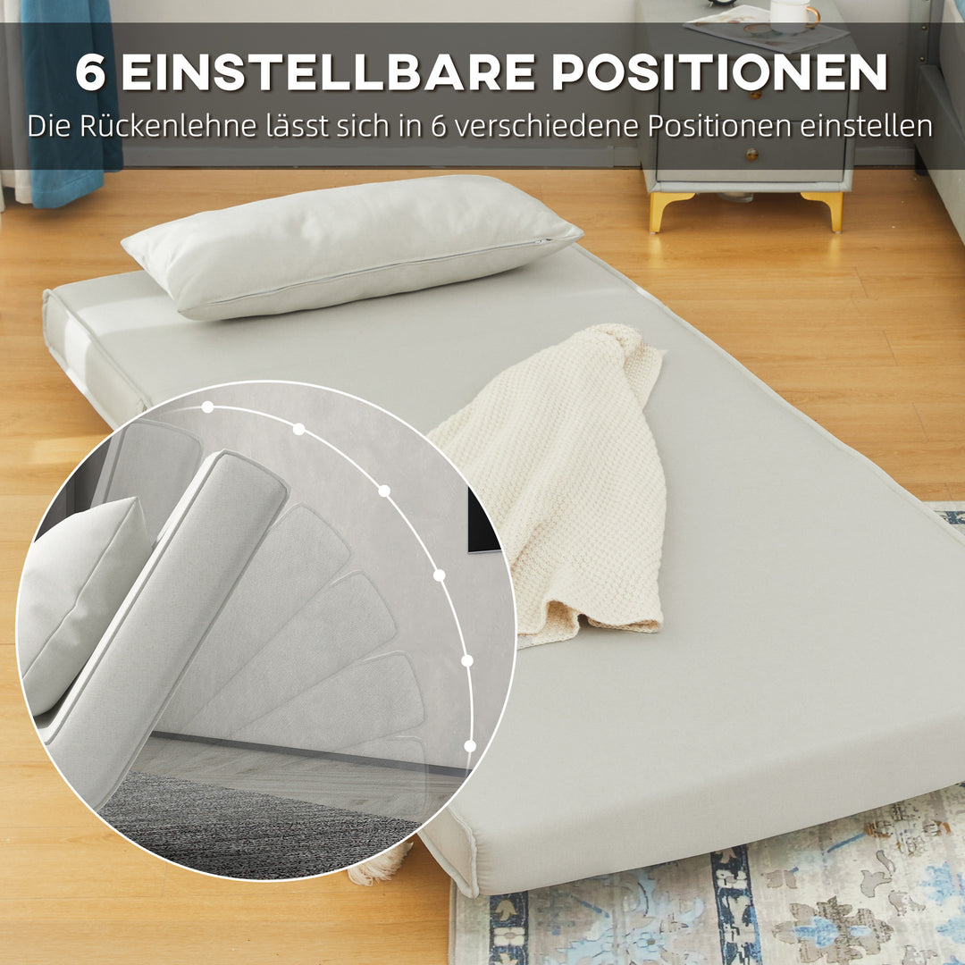 Enkelt sovesofa sovesofa foldsofa justerbar ryglæn liggestol nordisk skandinavisk 25d skum hushør imiteret grantræ cremehvid 94 x 78 x 80 cm