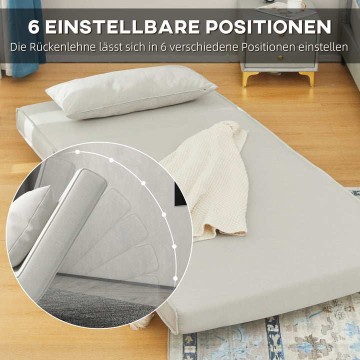Enkelt sovesofa sovesofa foldsofa justerbar ryglæn liggestol nordisk skandinavisk 25d skum hushør imiteret grantræ cremehvid 94 x 78 x 80 cm