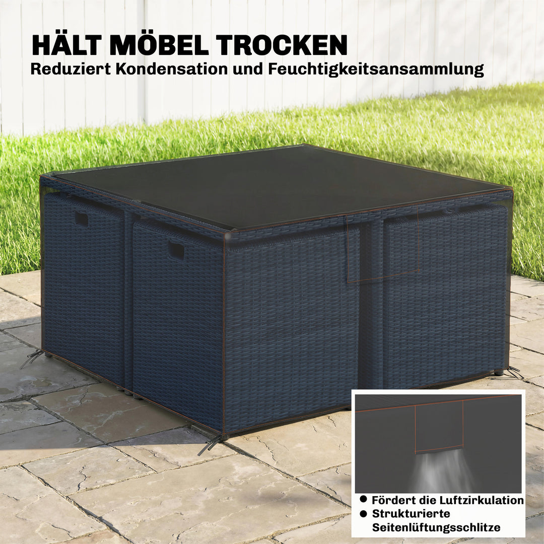 Beskyttelsesovertræk til havemøbler, vinterbestandigt, vandtæt, UV-bestandigt overtræk, 420D Oxford-stof, 125x125x74 cm, sort