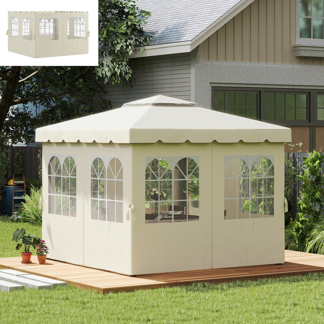 Pavillon sidepaneler, 4 sidepaneler til havepavillon, med lynlås, 3 x 3 m pavillon, cremehvid