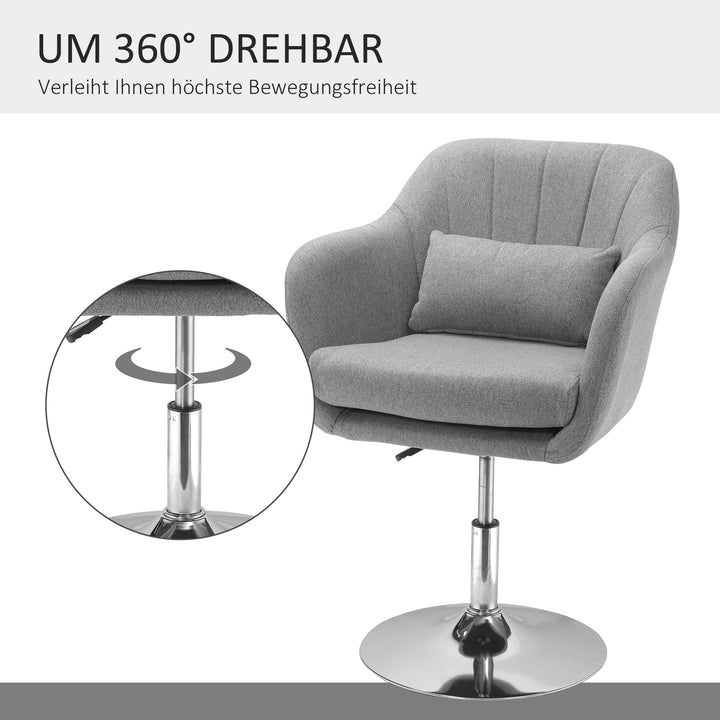 Arbejdsskammel drejeskammel op til 136 kg, højdejusterbar, hørlignende polyester, stål, grå, 60 x 60 x 79-91 cm