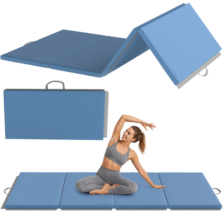 Træningsmåtte, foldbar fitnessmåtte, 240 x 120 x 5 cm, lyseblå