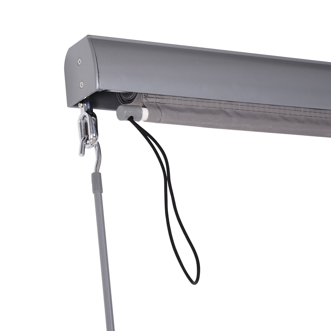 Lodret markise, balkonmarkise, lodret markise, læhegn, rullegardin til siden, privatlivsskærm med håndsving, polyesterstof + aluminium, grå, 200 x 120 cm