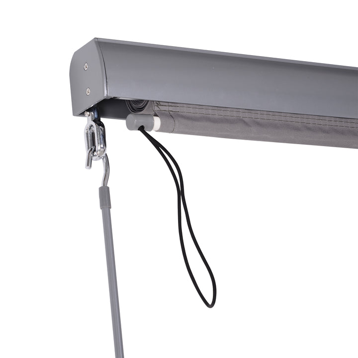 Lodret markise, balkonmarkise, lodret markise, læhegn, rullegardin til siden, privatlivsskærm med håndsving, polyesterstof + aluminium, grå, 200 x 120 cm