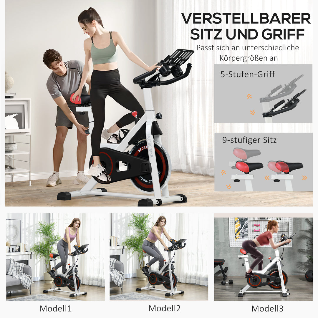 Ergometer, justerbar modstand, op til 120 kg, stål, l103 x b53 x h100-114 cm, hvid/sort