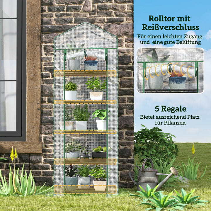 Minidrivhus til blomster eller grøntsager, stål, plastik, 69l x 49b x 193h cm, hvid